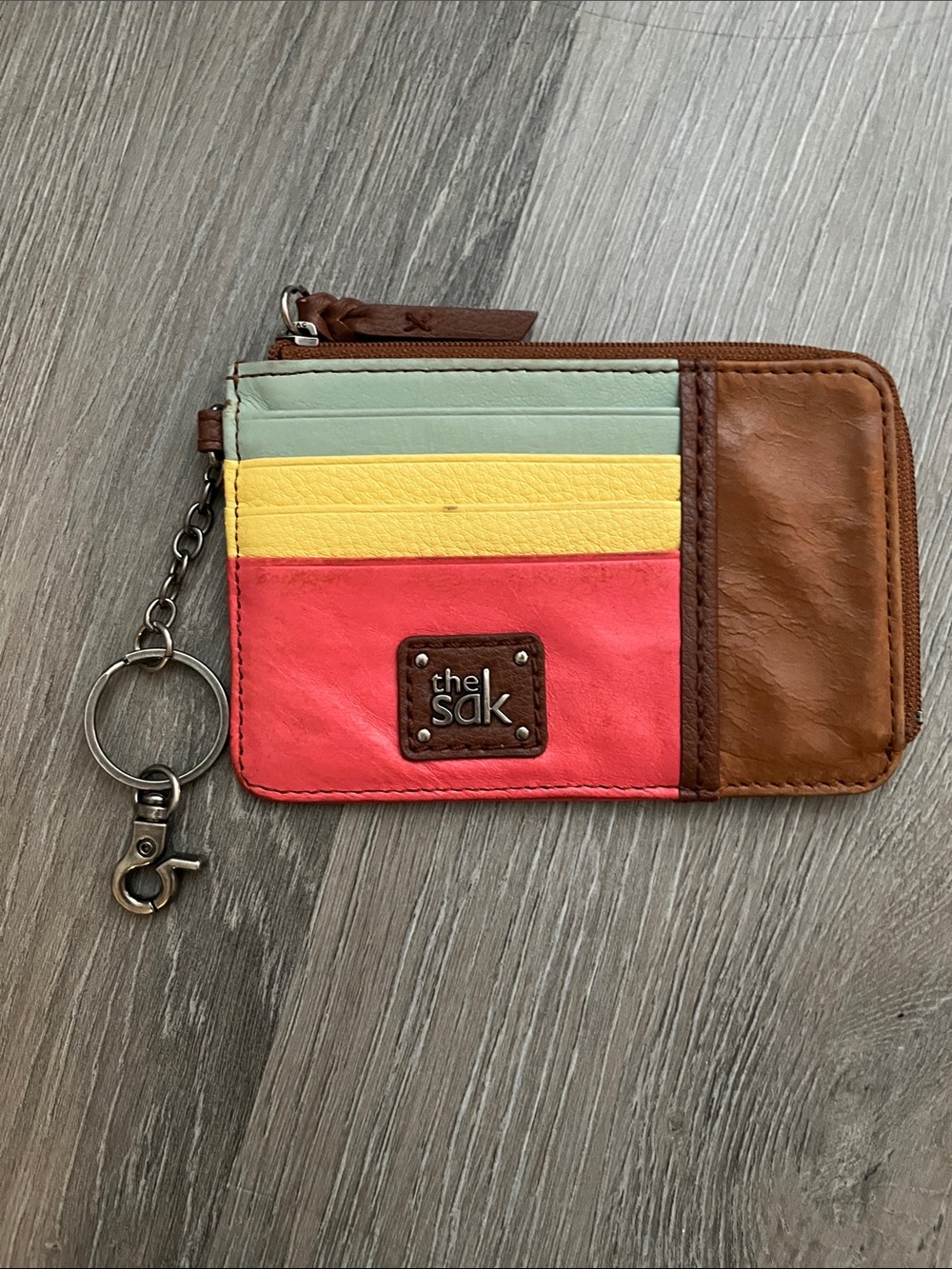 The Sak Multicolor Leather Card Wallet with Key Ring